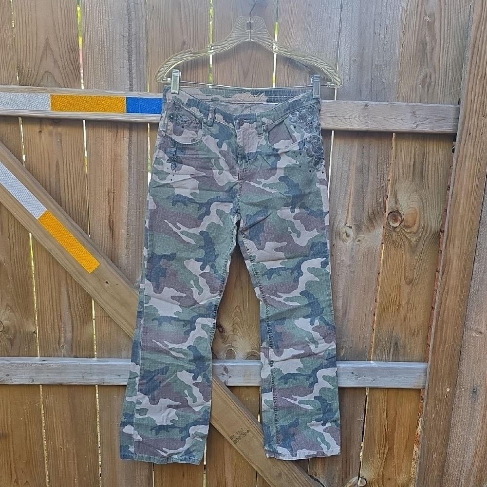 Mudd Green and Tan Camouflage Pants